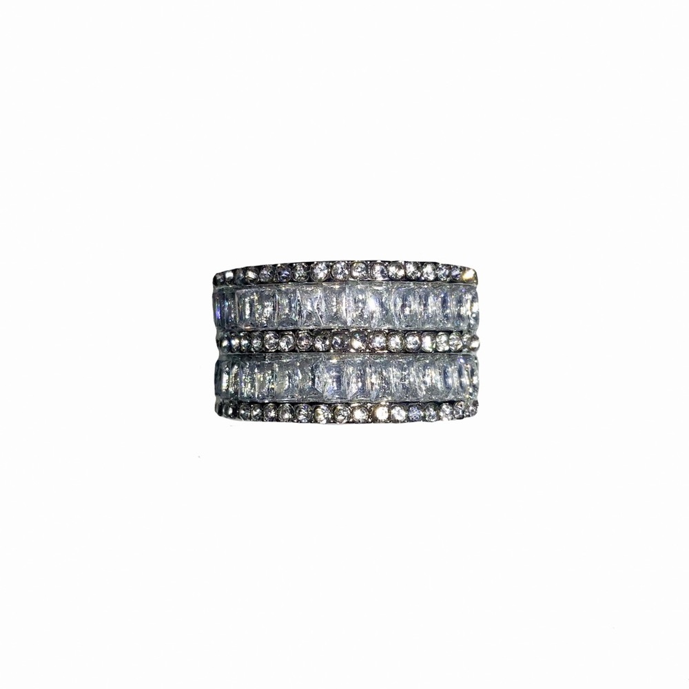 Silver Plated AAA CZs Layered Ring - Picture 3 of 5